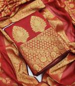 Maroon color weaving work banarasi jacquard unstitched chudidar dress material 