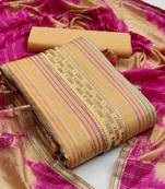 Beige color handwork work cotton unstitched chudidar dress material - mrfc11074a