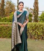 Boutique collection hand work kanjivaram soft satin silk saree with unstitched blouse
