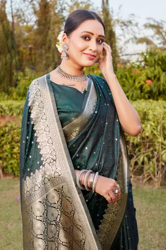 Boutique collection hand work kanjivaram soft satin silk saree with unstitched blouse