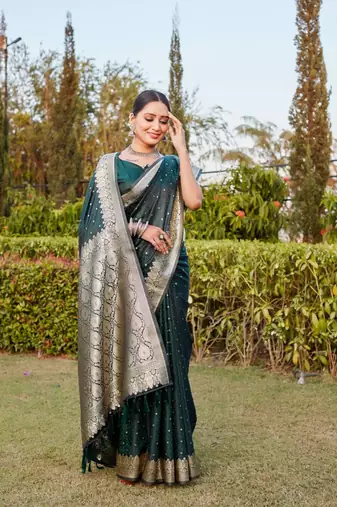 Boutique collection hand work kanjivaram soft satin silk saree with unstitched blouse