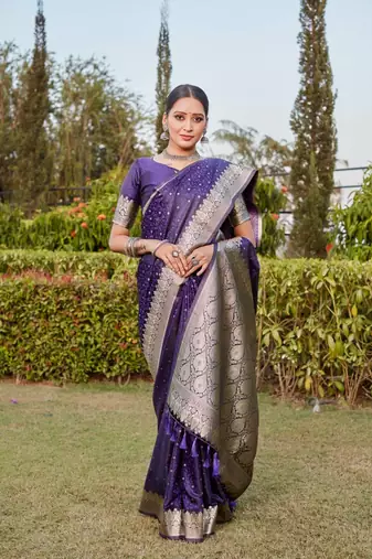 Boutique collection hand work kanjivaram soft satin silk saree with unstitched blouse