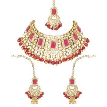 traditional kundan & pearl studded bridal jewellery set 2
