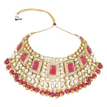 traditional kundan & pearl studded bridal jewellery set 3