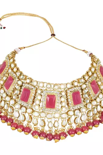 traditional kundan & pearl studded bridal jewellery set