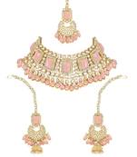 traditional handcrafted pearl studded bridal choker necklace jewellery set