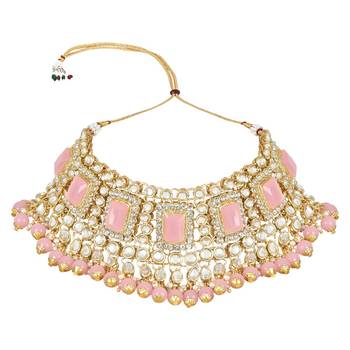 traditional handcrafted pearl studded bridal choker necklace jewellery set 2