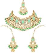 traditional handcrafted pearl studded bridal choker necklace jewellery set