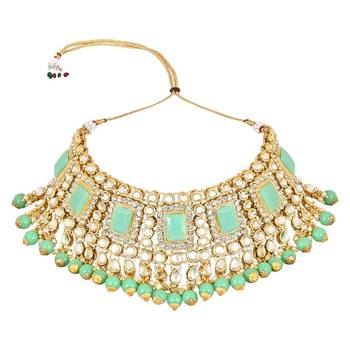 traditional handcrafted pearl studded bridal choker necklace jewellery set 2