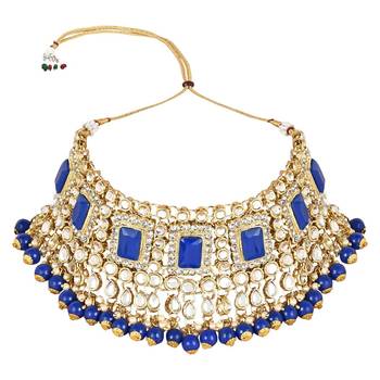 traditional handcrafted pearl studded bridal choker necklace jewellery set 2