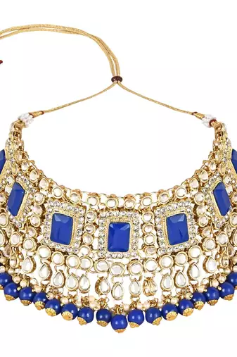 traditional handcrafted pearl studded bridal choker necklace jewellery set