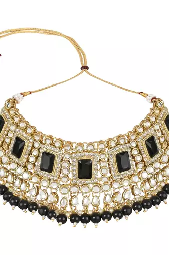 traditional handcrafted pearl studded bridal choker necklace jewellery set