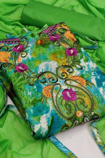 Multi color printed work glass cotton unstitched chudidar dress material - mrfc11095a