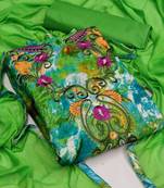 Multi color printed work glass cotton unstitched chudidar dress material 