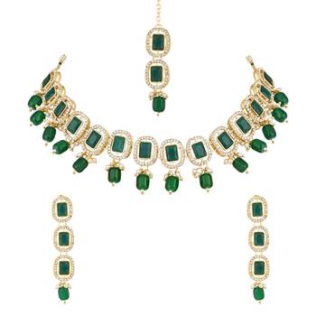 ethnic traditional kundan pearl dazzling stone choker necklace jewellery set 2
