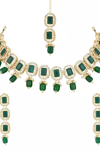 ethnic traditional kundan pearl dazzling stone choker necklace jewellery set