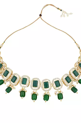 ethnic traditional kundan pearl dazzling stone choker necklace jewellery set