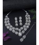 silver plated traditional stone choker necklace jewellery set