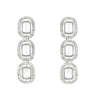 silver plated traditional stone choker necklace jewellery set 4