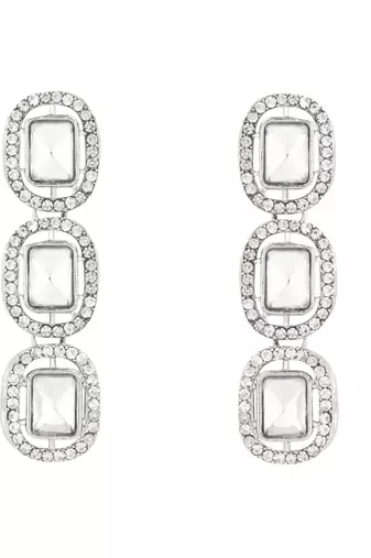 silver plated traditional stone choker necklace jewellery set