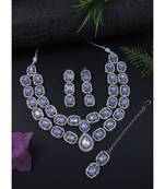 silver plated traditional stone choker necklace jewellery set
