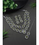 silver plated traditional stone choker necklace jewellery set