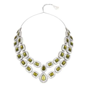 silver plated traditional stone choker necklace jewellery set 3