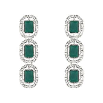 silver plated traditional stone choker necklace jewellery set 4
