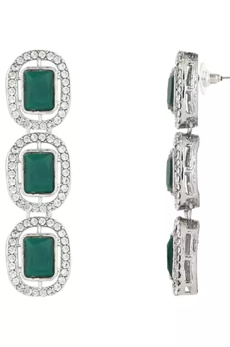 silver plated traditional stone choker necklace jewellery set