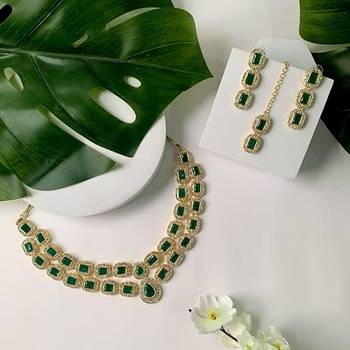 traditional stone choker necklace jewellery set 1