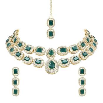 traditional stone choker necklace jewellery set 2