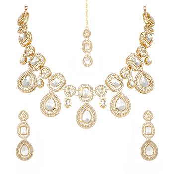 traditional kundan & stone choker necklace jewellery set 1