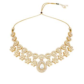 latest stylish traditional kundan stone necklace jewellery set 3