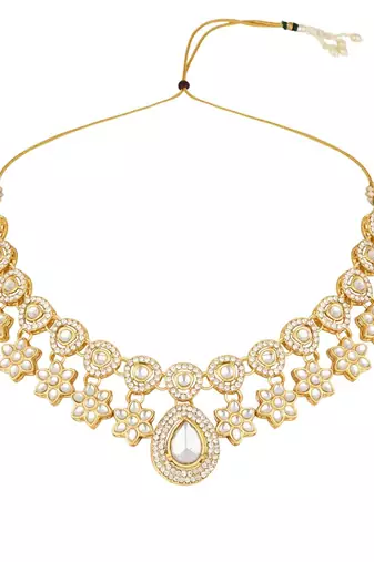 latest stylish traditional kundan stone necklace jewellery set