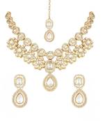 stylish traditional kundan stone necklace jewellery set