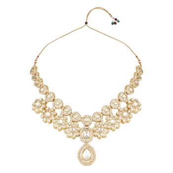 stylish traditional kundan stone necklace jewellery set 2