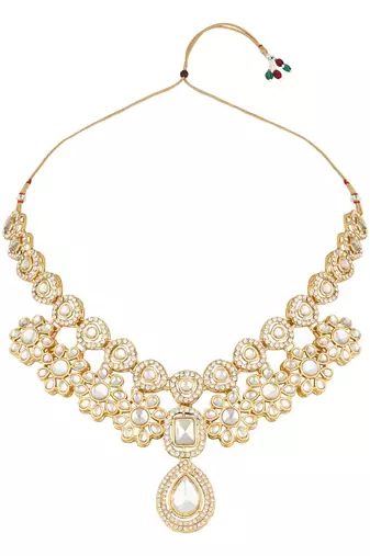 stylish traditional kundan stone necklace jewellery set