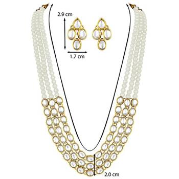 traditional stunning white kundan studded layered pearl necklace jewellery set 5