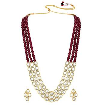 traditional stunning white kundan studded layered pearl necklace jewellery set 3