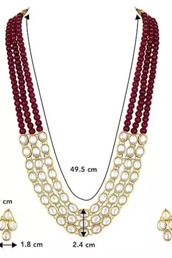 traditional stunning white kundan studded layered pearl necklace jewellery set