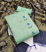 Light green color sequins work modal chanderi cotton unstitched chudidar dress material 