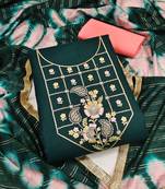 Green color embroidered work cotton unstitched chudidar dress material - mrfc11153c
