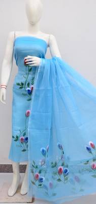 Blue Kota Doria Hand Painting Suits 1