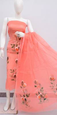 Pink Kota Doria Hand Painting Suits 1