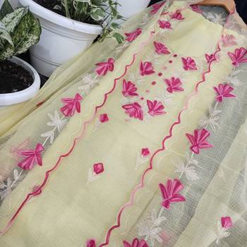 Cream Kota Doria Hand Painting Suits 1