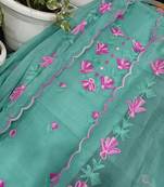 Teal Kota Doria Threads (Aari) Work Suits