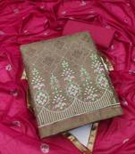 Grey color sequins work cotton unstitched chudidar dress material 