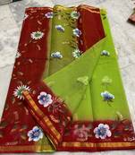 Pure Cotton Kota Doria Hand Painting Sarees