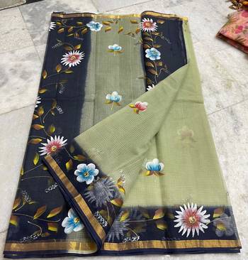Pure Cotton Kota Doria Hand Painting Sarees 1
