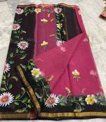 Pure Cotton Kota Doria Hand Painting Sarees